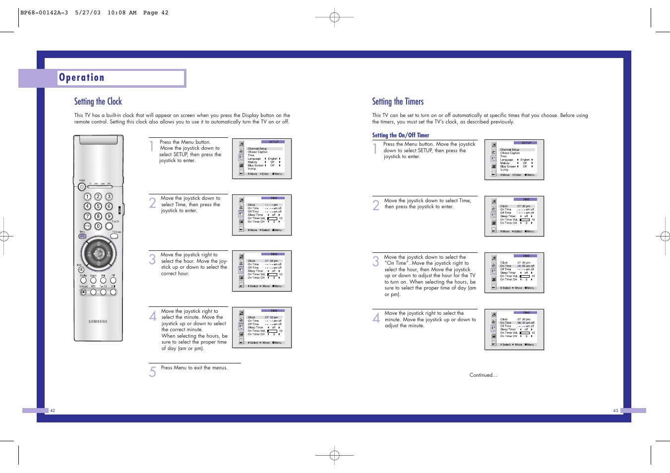 Operation | Samsung HLN4365W User Manual | Page 22 / 46