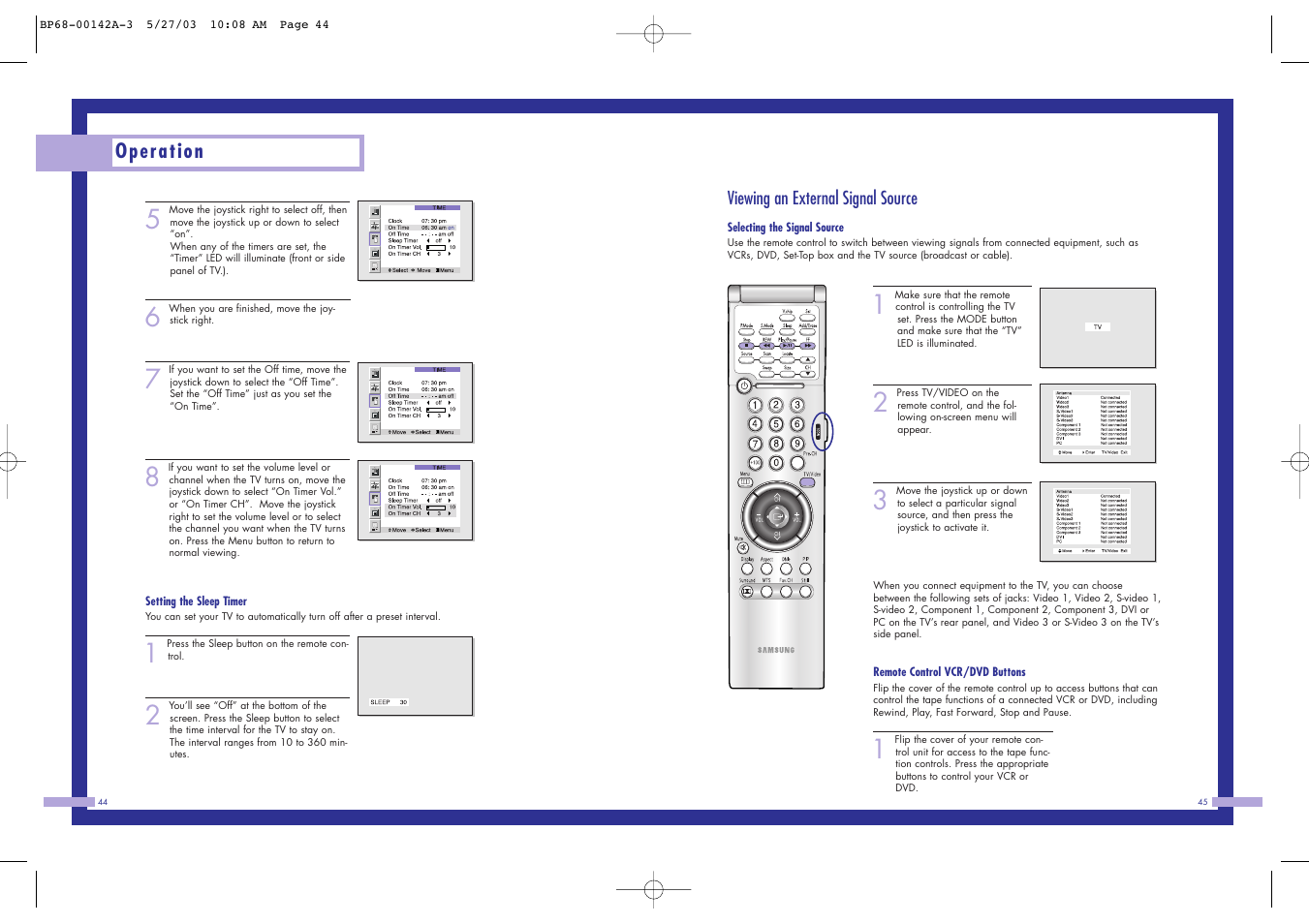Operation | Samsung HLN4365W User Manual | Page 23 / 46