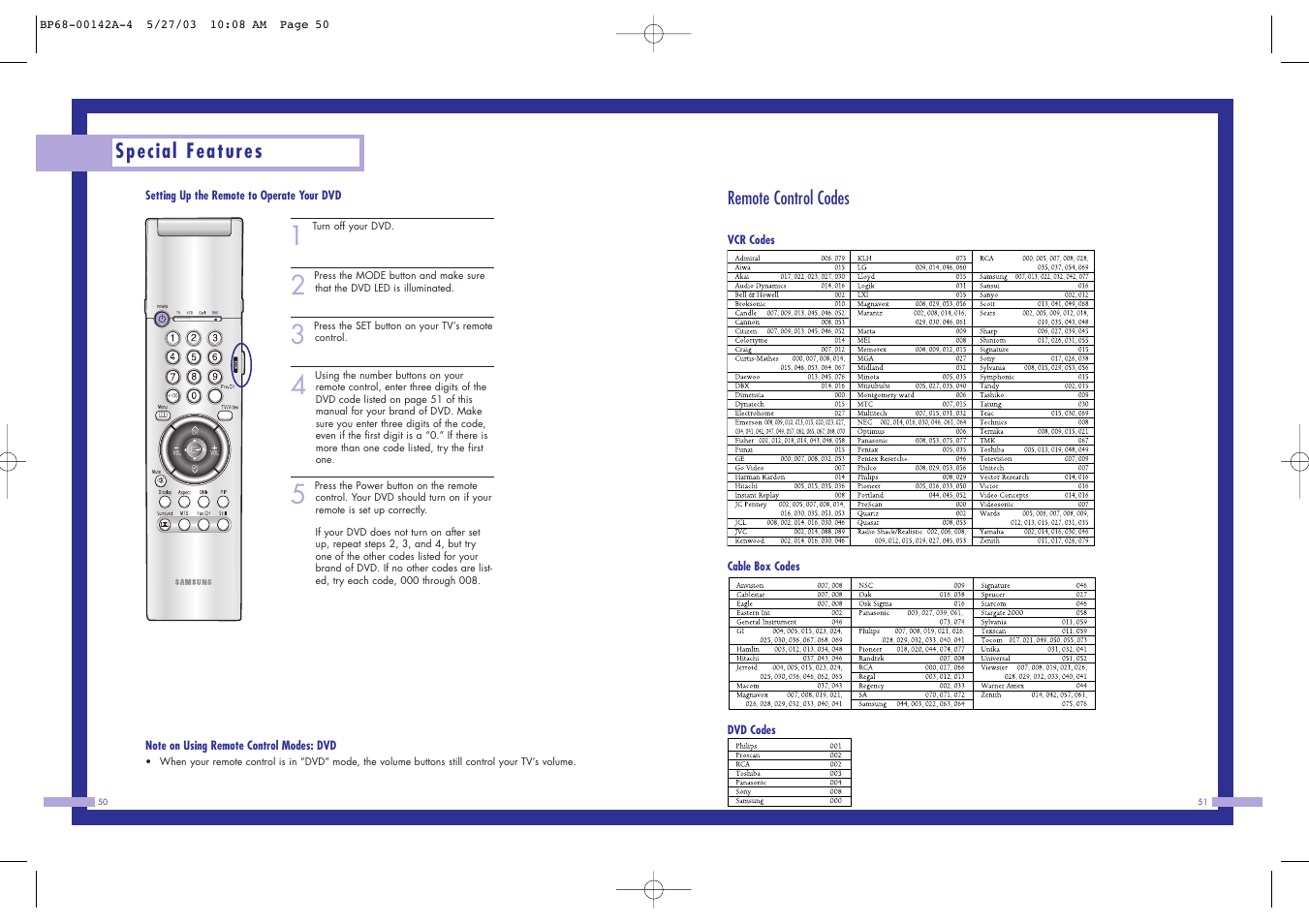 Special features | Samsung HLN4365W User Manual | Page 26 / 46