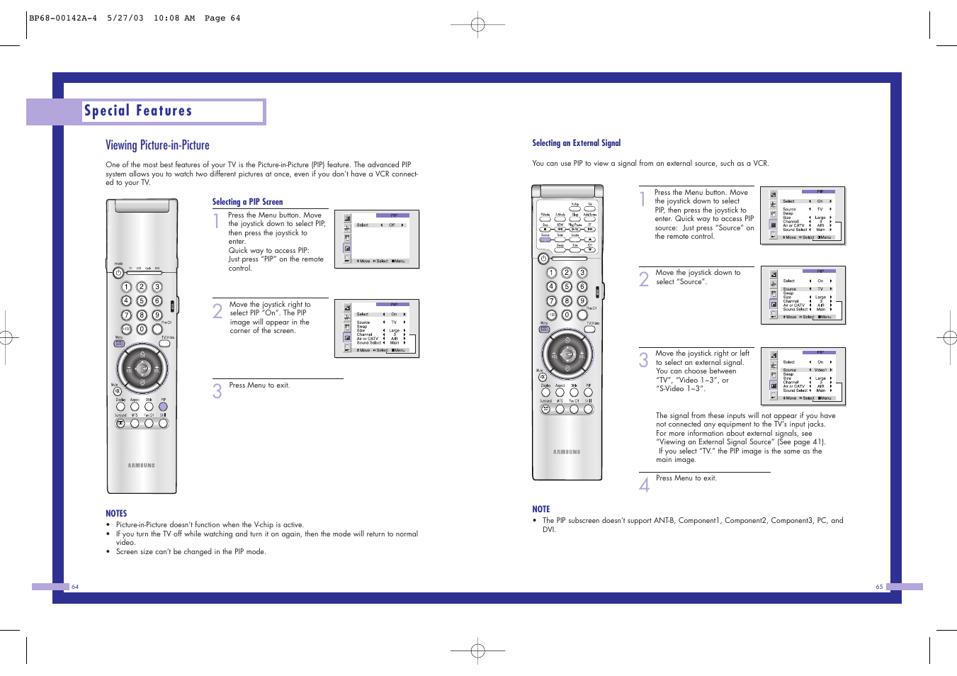 Special features | Samsung HLN4365W User Manual | Page 33 / 46