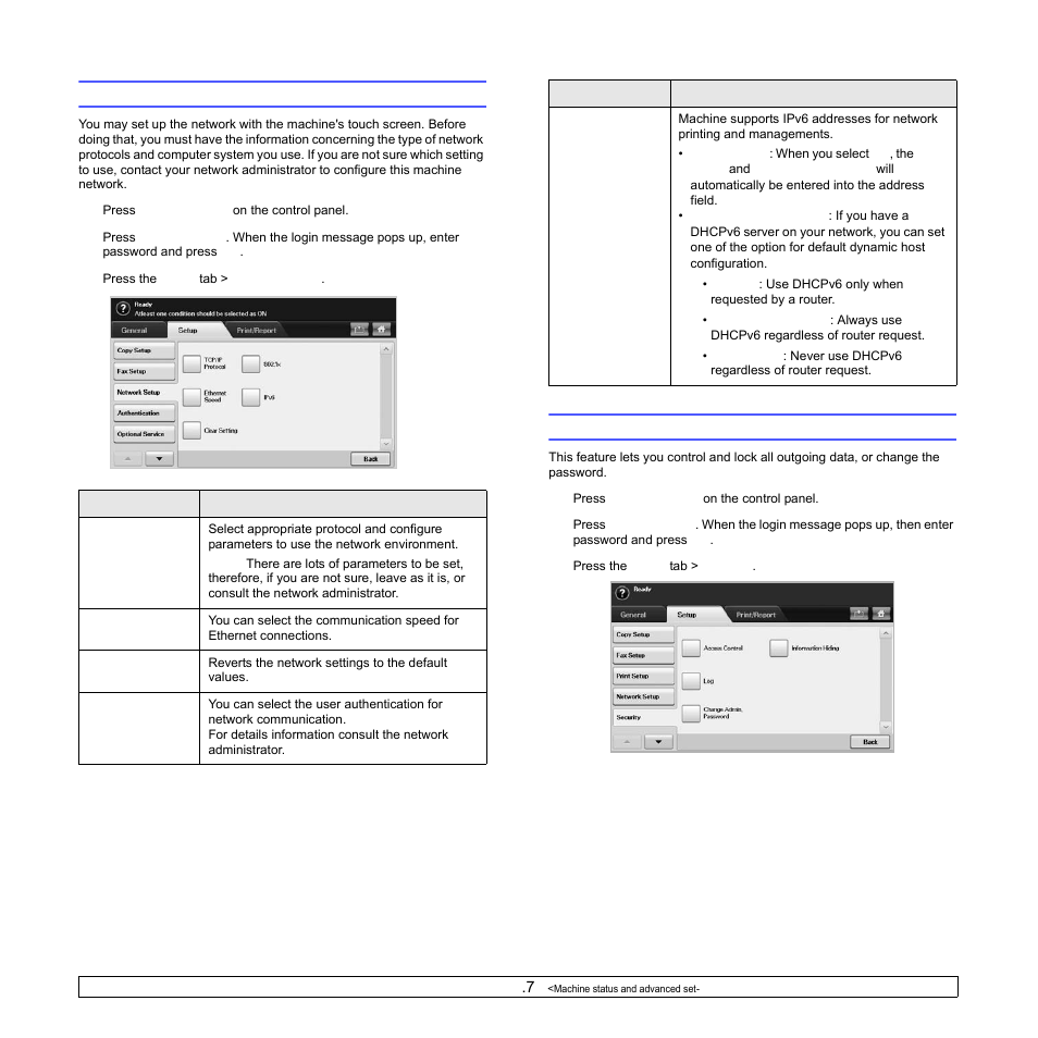 Network setup, Security, Network setup security | Samsung CLX-8540ND User Manual | Page 100 / 210