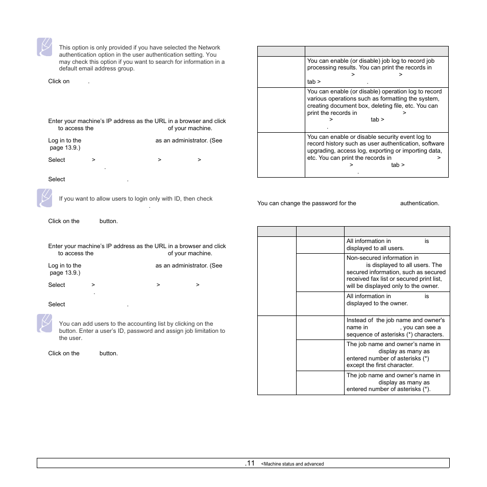 Change admin. password, Information hiding | Samsung CLX-8540ND User Manual | Page 104 / 210