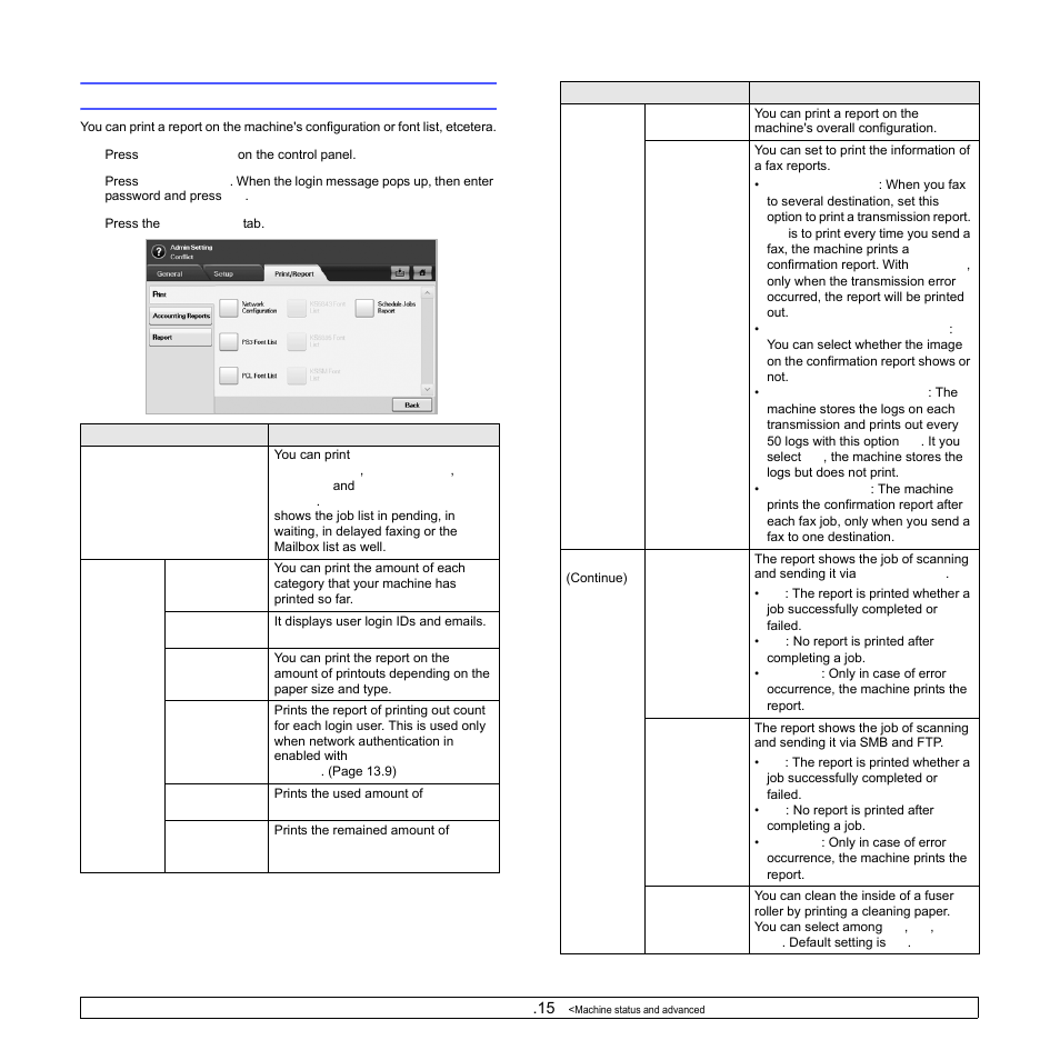 Printing a report, Age 12.15) | Samsung CLX-8540ND User Manual | Page 108 / 210