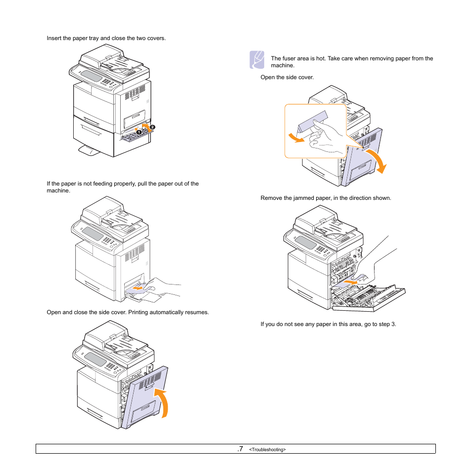 In the multi-purpose tray, In the paper inside the machine | Samsung CLX-8540ND User Manual | Page 125 / 210