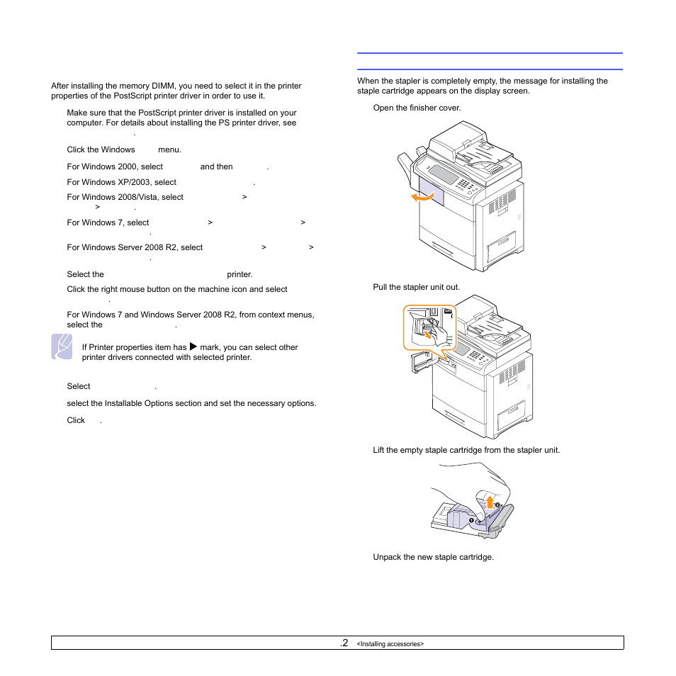 Replacing the stapler | Samsung CLX-8540ND User Manual | Page 146 / 210