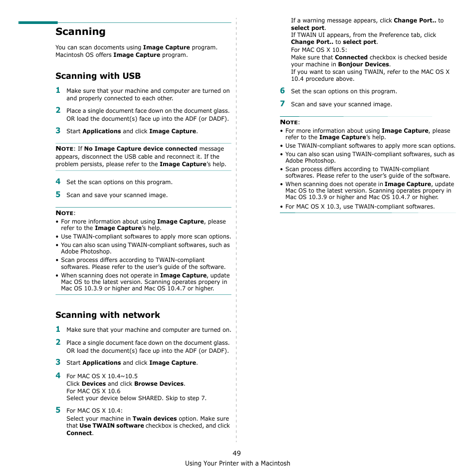 Scanning, Scanning with usb, Scanning with network | Scanning with usb scanning with network | Samsung CLX-8540ND User Manual | Page 208 / 210