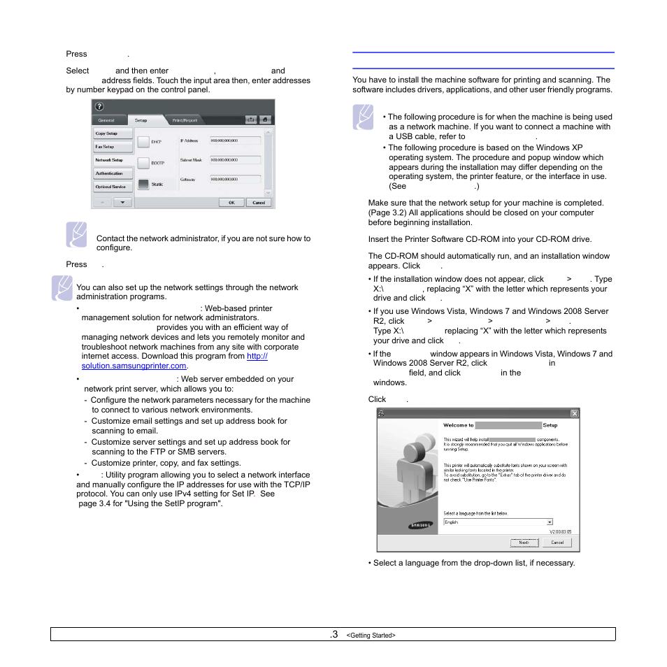 Installing the software | Samsung CLX-8540ND User Manual | Page 31 / 210