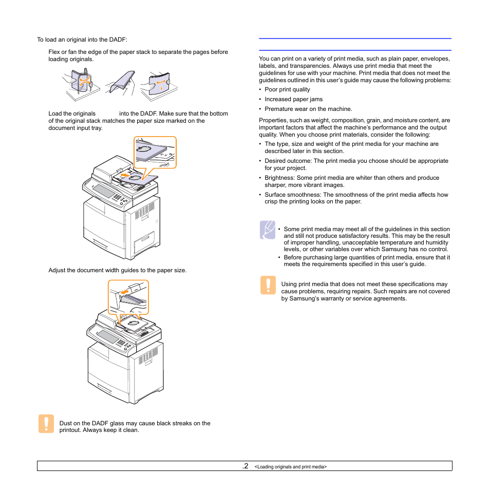 Selecting print media | Samsung CLX-8540ND User Manual | Page 37 / 210