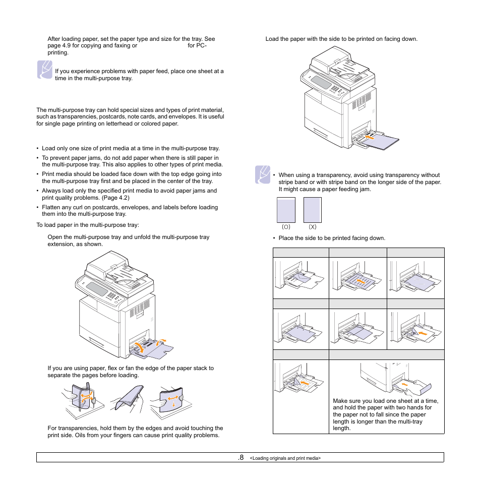 In the multi-purpose tray | Samsung CLX-8540ND User Manual | Page 43 / 210