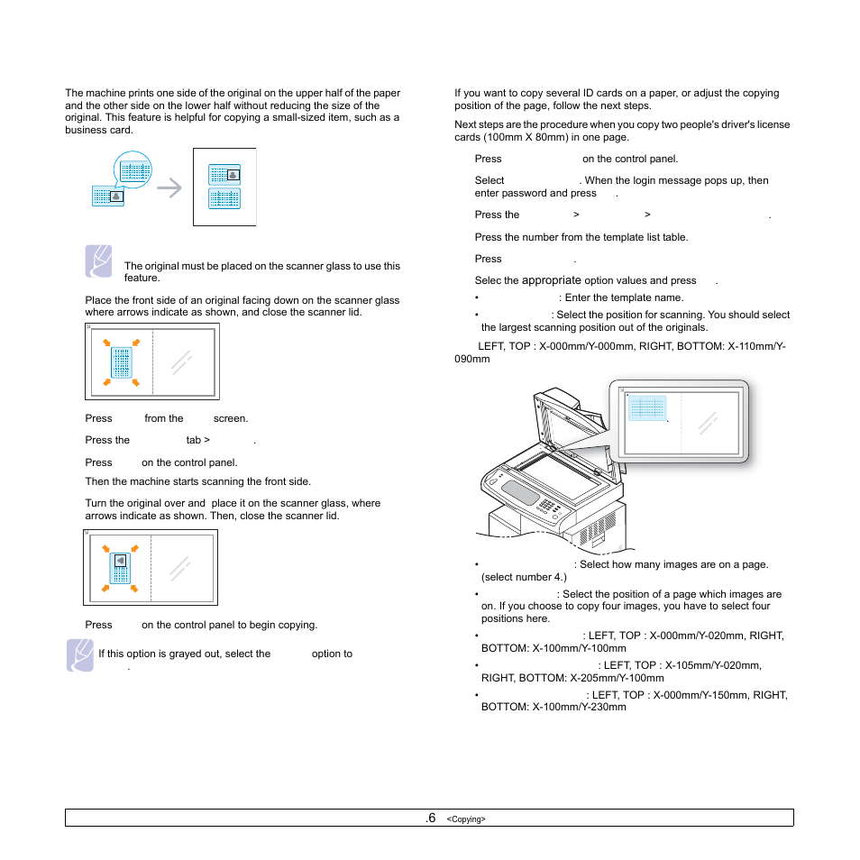 Id card copying, Copying id with the manual id copy option, Ge 5.6) | Samsung CLX-8540ND User Manual | Page 50 / 210