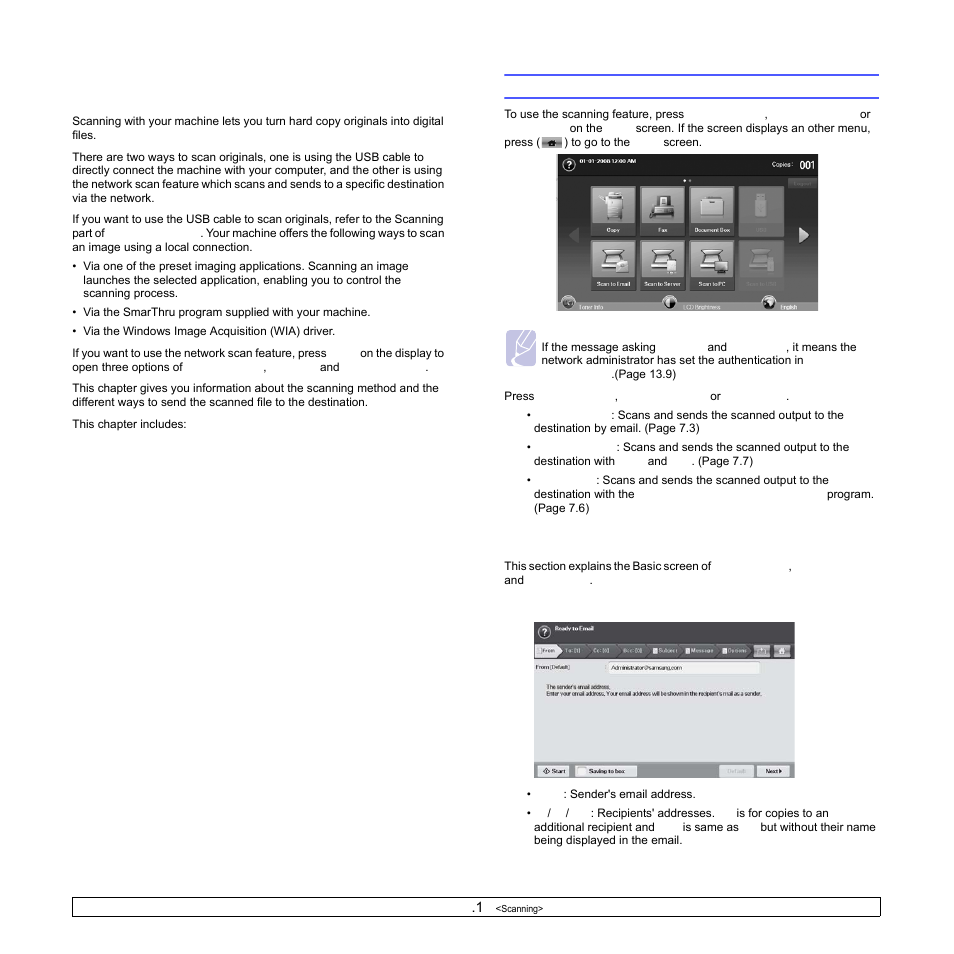 Scanning, Understanding the scan screen, Basic screen | Understanding the scan, Age 7.1) | Samsung CLX-8540ND User Manual | Page 71 / 210