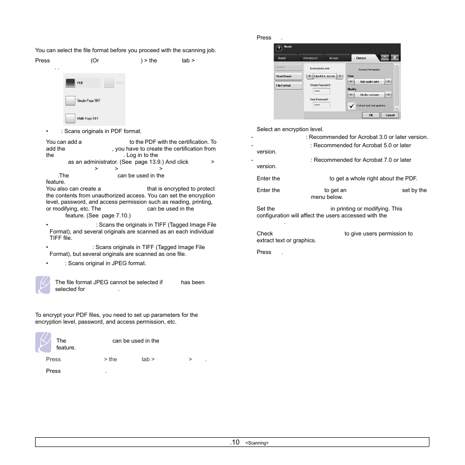 File format, Pdf encryption, Ge 7.10 | Samsung CLX-8540ND User Manual | Page 80 / 210