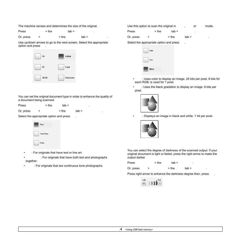 Original size, Original type, Color mode | Darkness, Ge 9.4) | Samsung CLX-8540ND User Manual | Page 85 / 210