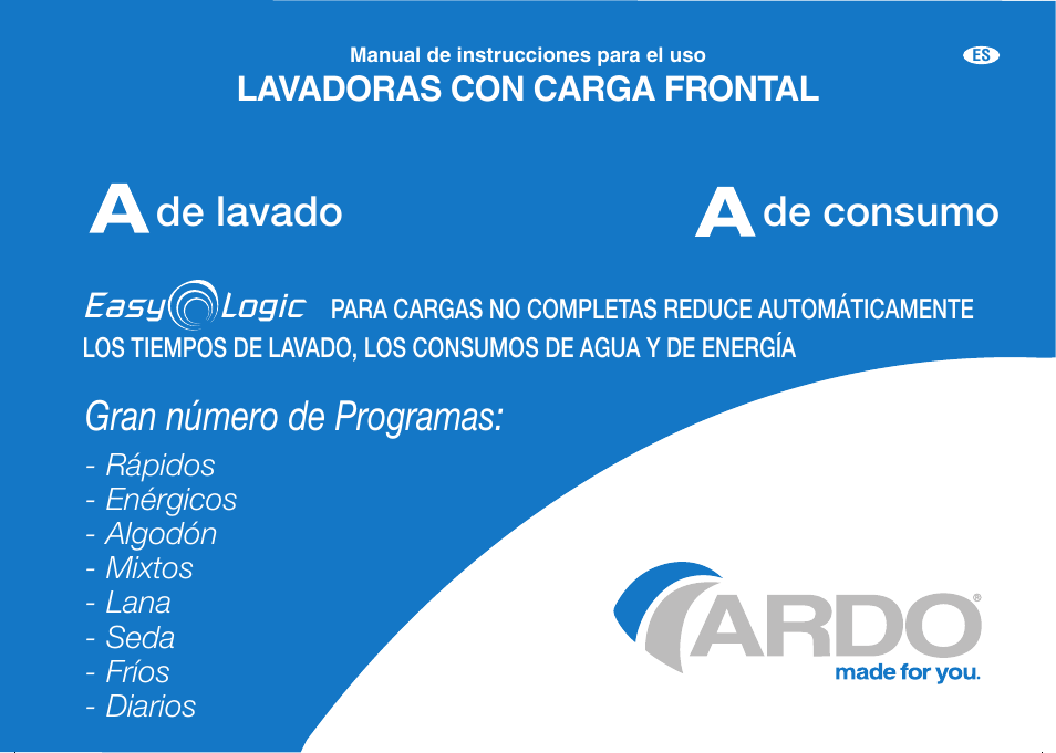 Gran número de programas, De lavado de consumo, Easy logic | Ardo FL106LY User Manual | Page 25 / 96