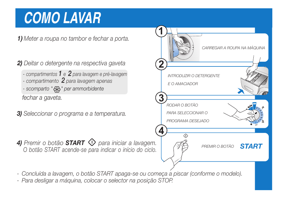 Como lavar | Ardo FL106LY User Manual | Page 34 / 96