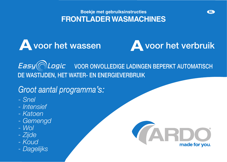 Groot aantal programma’s, Voor het wassen voor het verbruik | Ardo FL106LY User Manual | Page 37 / 96