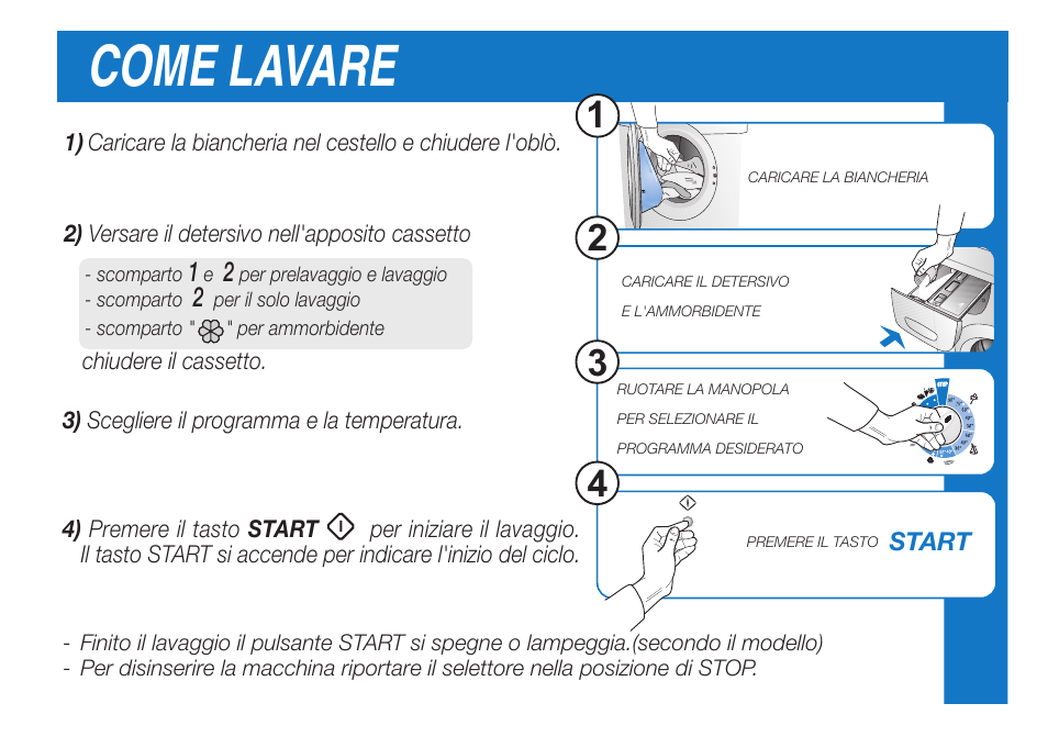 Come lavare | Ardo FL106LY User Manual | Page 4 / 96
