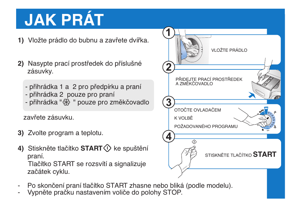 Jak prát | Ardo FL106LY User Manual | Page 52 / 96