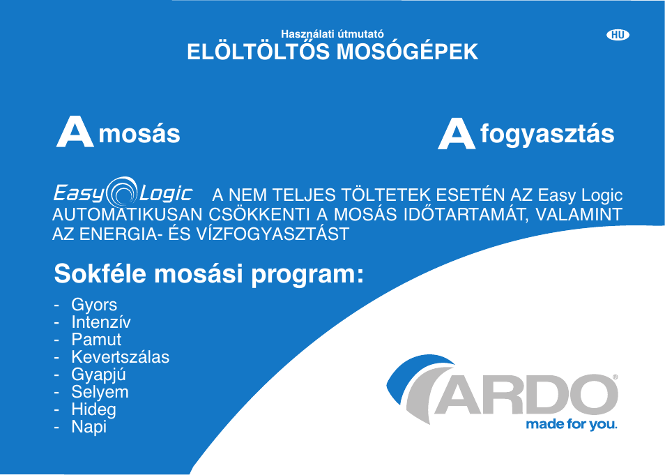 Sokféle mosási program, Mosás fogyasztás, Easy logic | Ardo FL106LY User Manual | Page 61 / 96