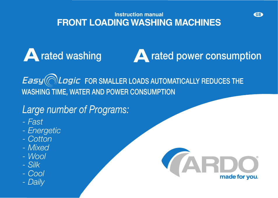 Large number of programs, Rated washing rated power consumption | Ardo FL106LY User Manual | Page 7 / 96