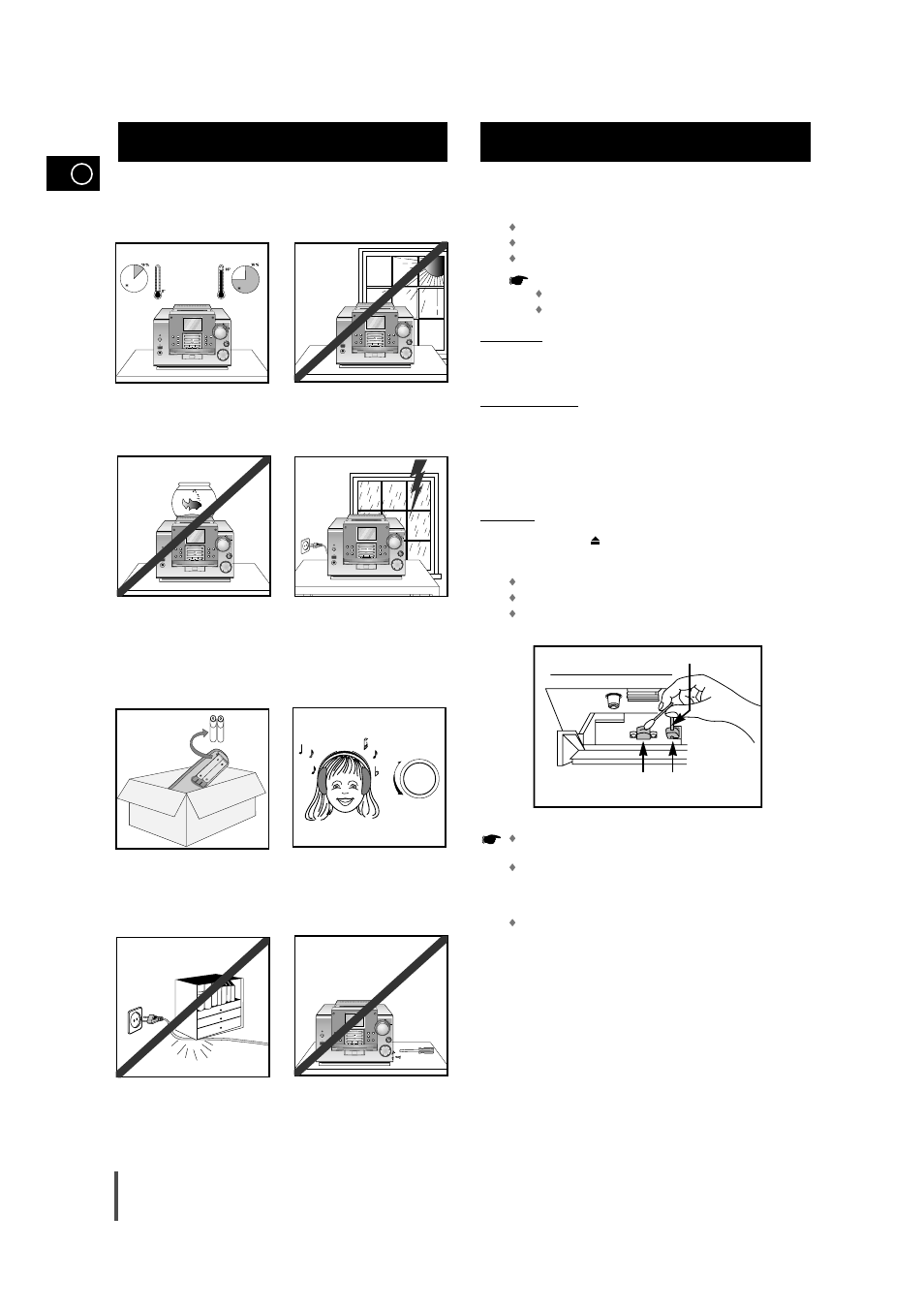 Recommendations for use, Safety precautions, Cleaning your micro component system | Cleaning your micro component system 1 1 2 2 | Samsung MM-B9 User Manual | Page 20 / 23
