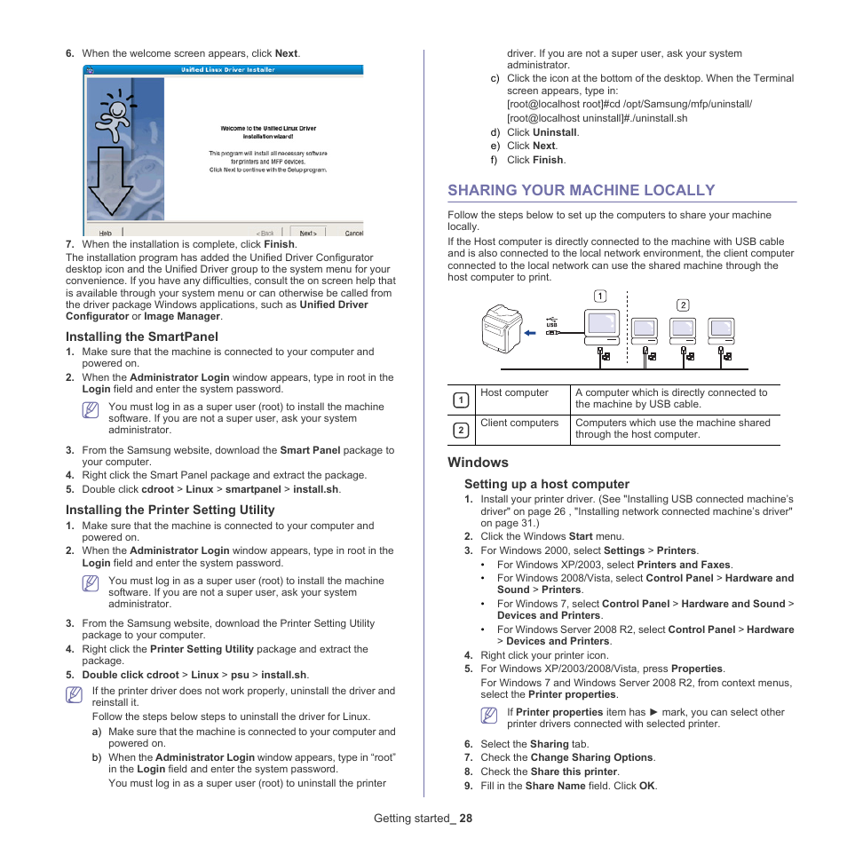 Sharing your machine locally, Windows | Samsung SCX-5835NX User Manual | Page 28 / 133