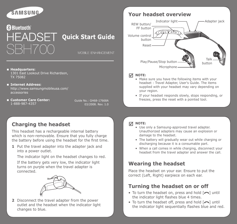 Samsung GH68-17668A User Manual | 2 pages