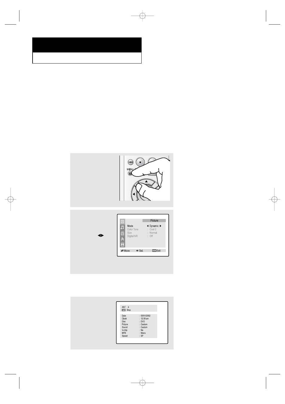 Viewing the menus and on-screen displays, Turning the tv on and off, T v o | Samsung CFTD2085 User Manual | Page 18 / 98