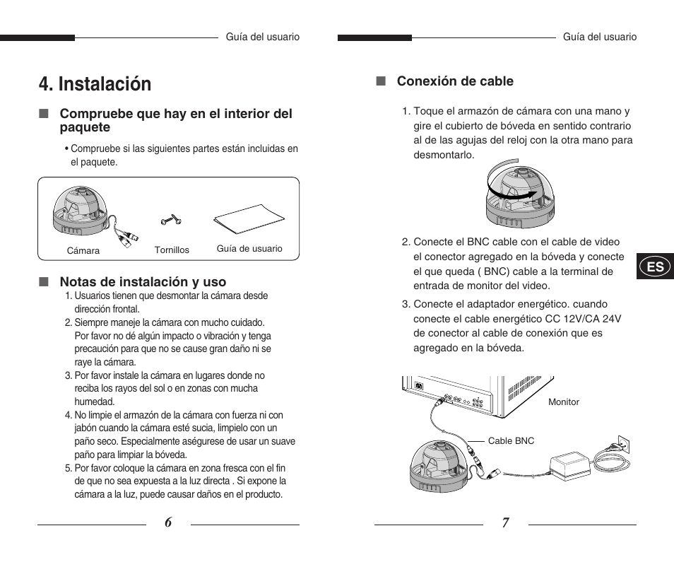 Instalación | Samsung SCC-B5300GP User Manual | Page 20 / 31