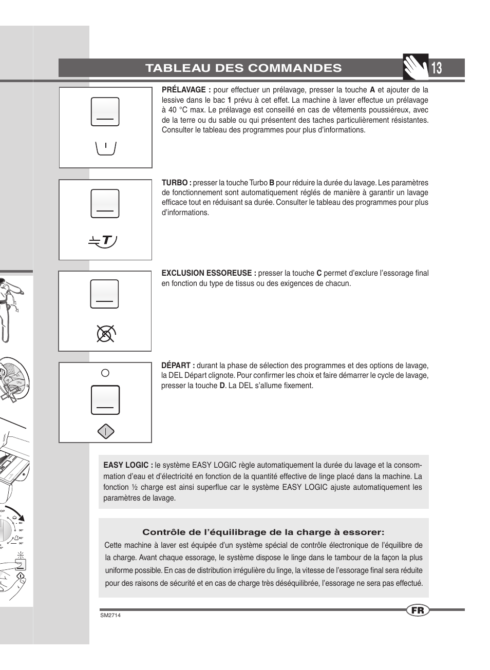 Tableau des commandes | Ardo FLSN User Manual | Page 13 / 52