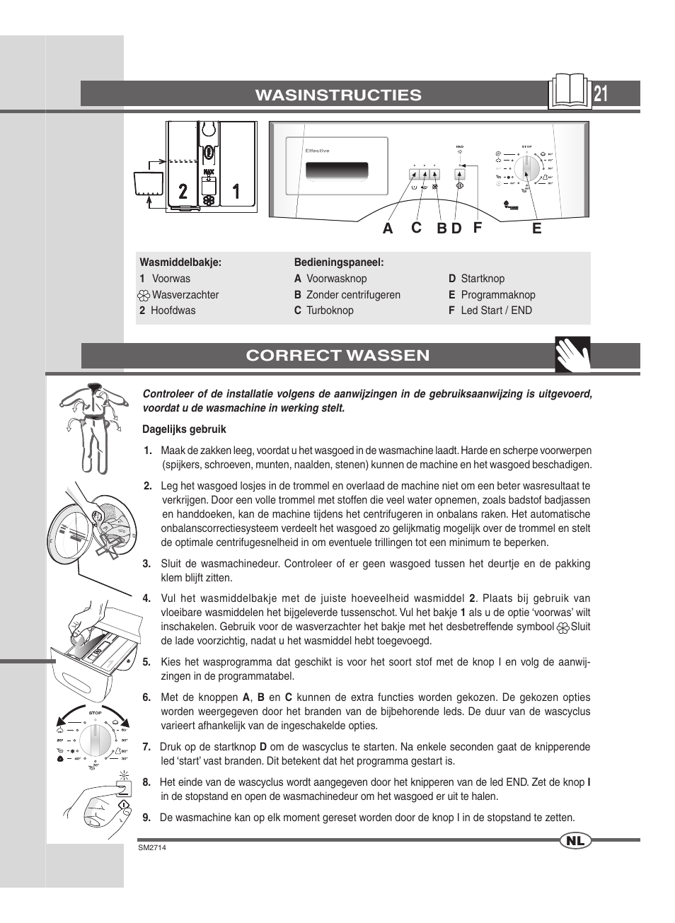 Wasinstructies, Correct wassen | Ardo FLSN User Manual | Page 21 / 52