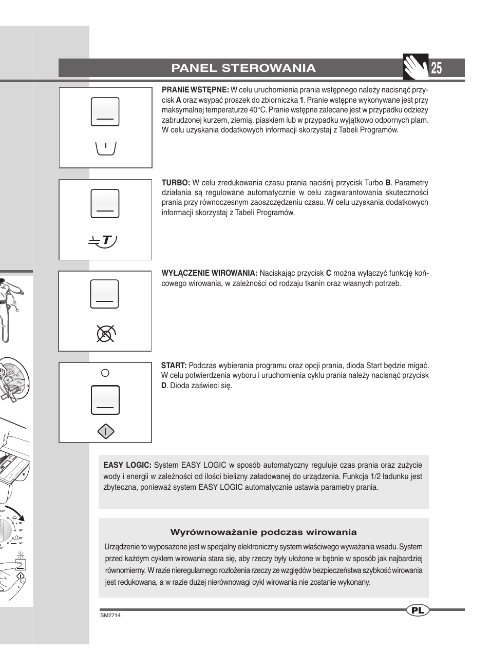 Panel sterowania | Ardo FLSN User Manual | Page 25 / 52