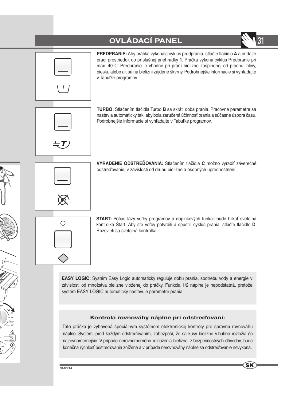 Ovládací panel | Ardo FLSN User Manual | Page 31 / 52