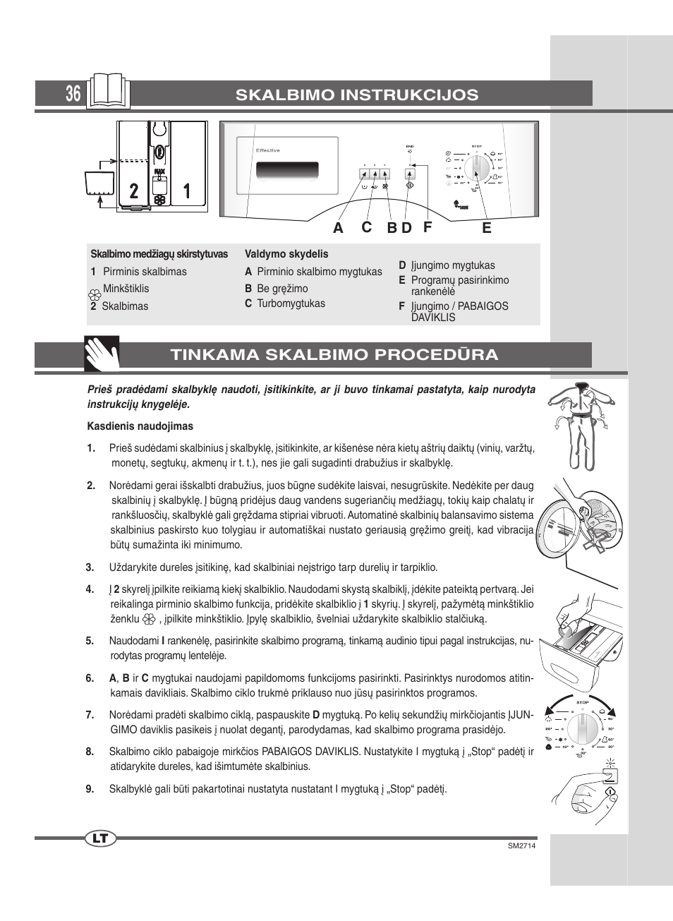 Skalbimo instrukcijos | Ardo FLSN User Manual | Page 36 / 52