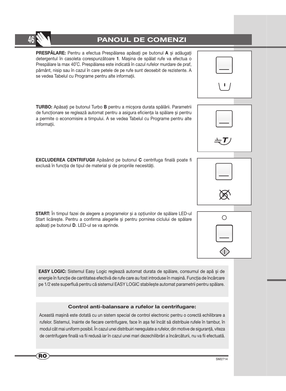 Panoul de comenzi | Ardo FLSN User Manual | Page 46 / 52