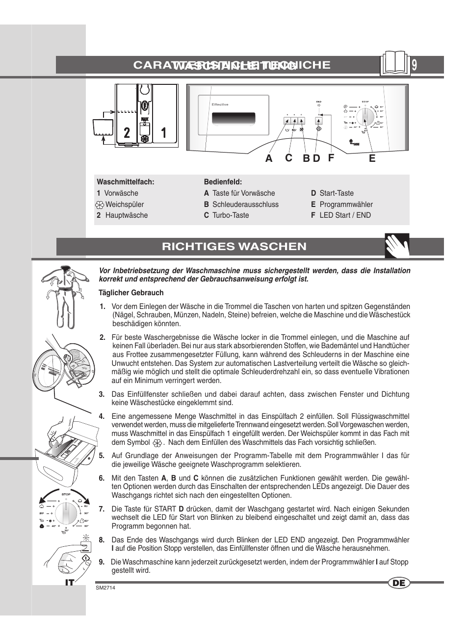 Waschanleitung, Richtiges waschen, Caratteristiche tecniche | Ardo FLSN User Manual | Page 9 / 52