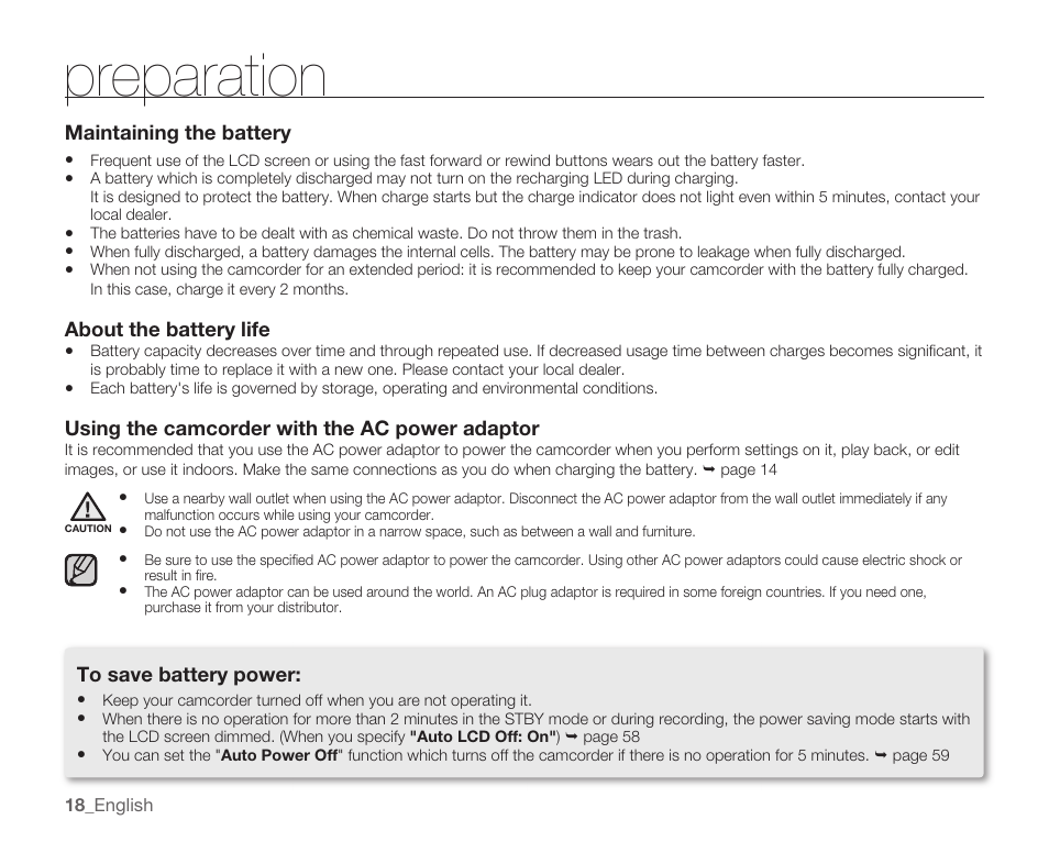 Preparation | Samsung HMX-U10EP/U100EP User Manual | Page 26 / 98
