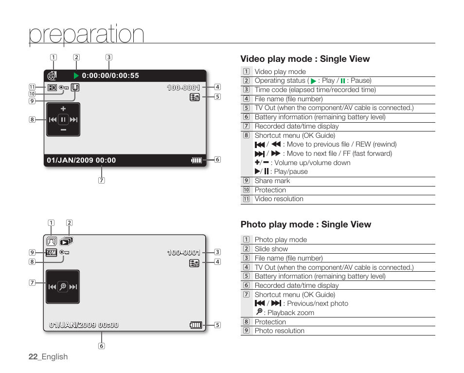 Preparation | Samsung HMX-U10EP/U100EP User Manual | Page 30 / 98