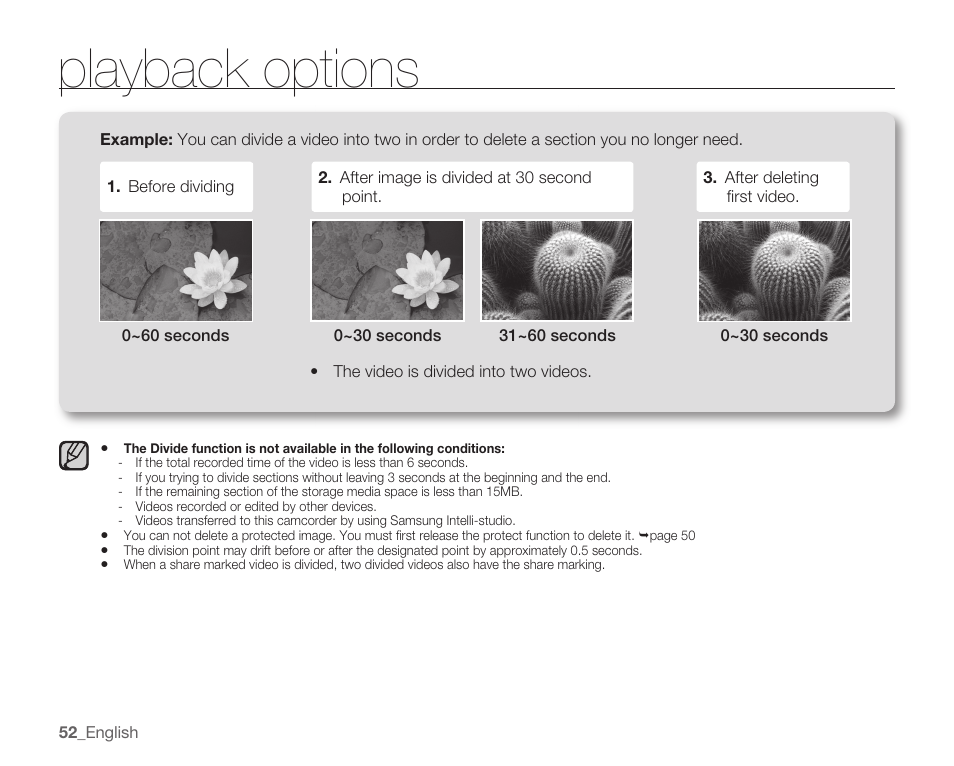Playback options | Samsung HMX-U10EP/U100EP User Manual | Page 60 / 98