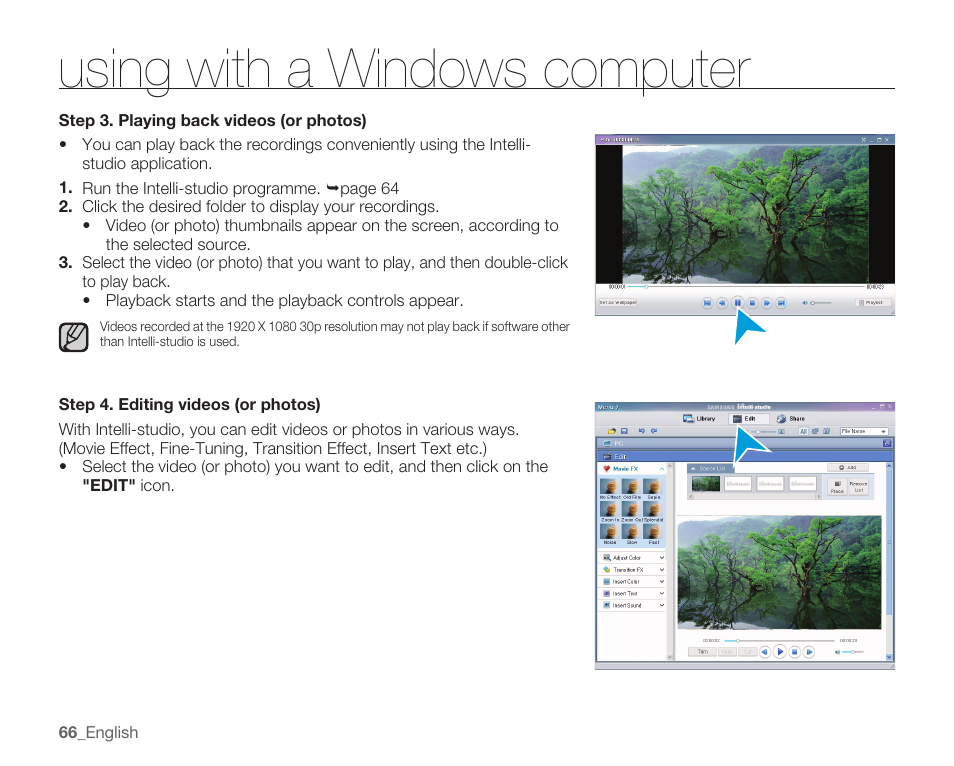 Using with a windows computer | Samsung HMX-U10EP/U100EP User Manual | Page 74 / 98