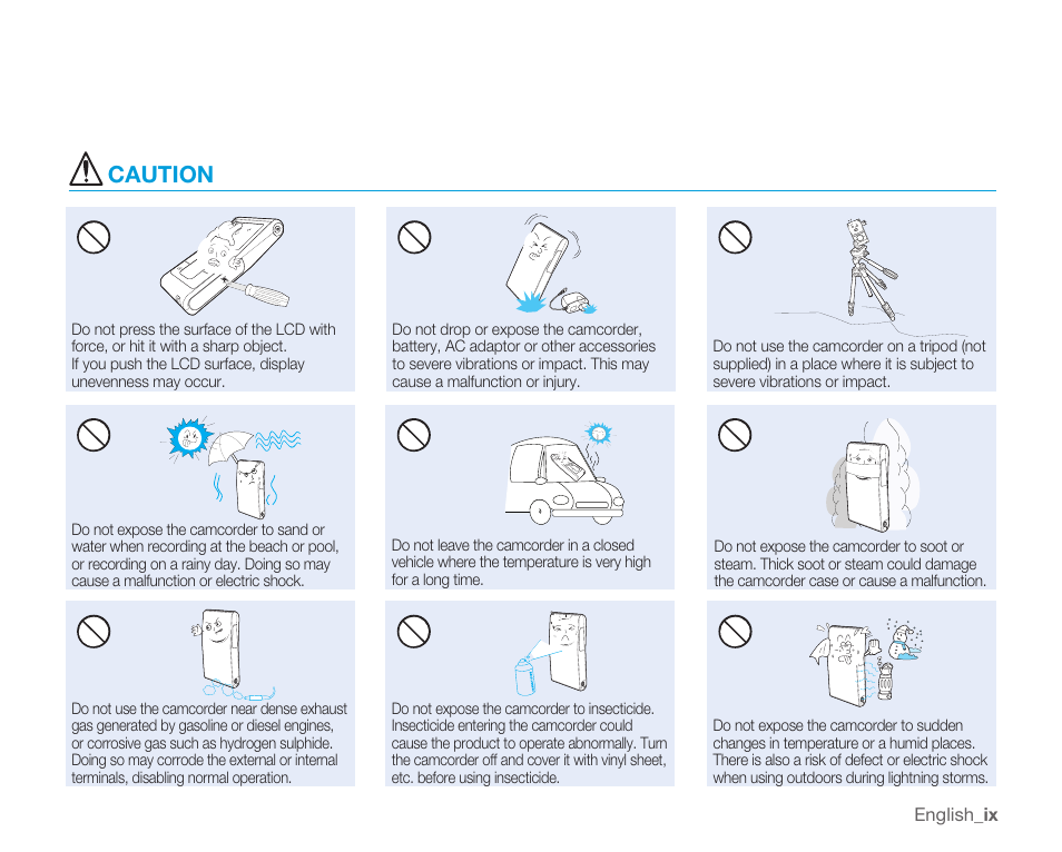 Caution | Samsung HMX-U10EP/U100EP User Manual | Page 9 / 98