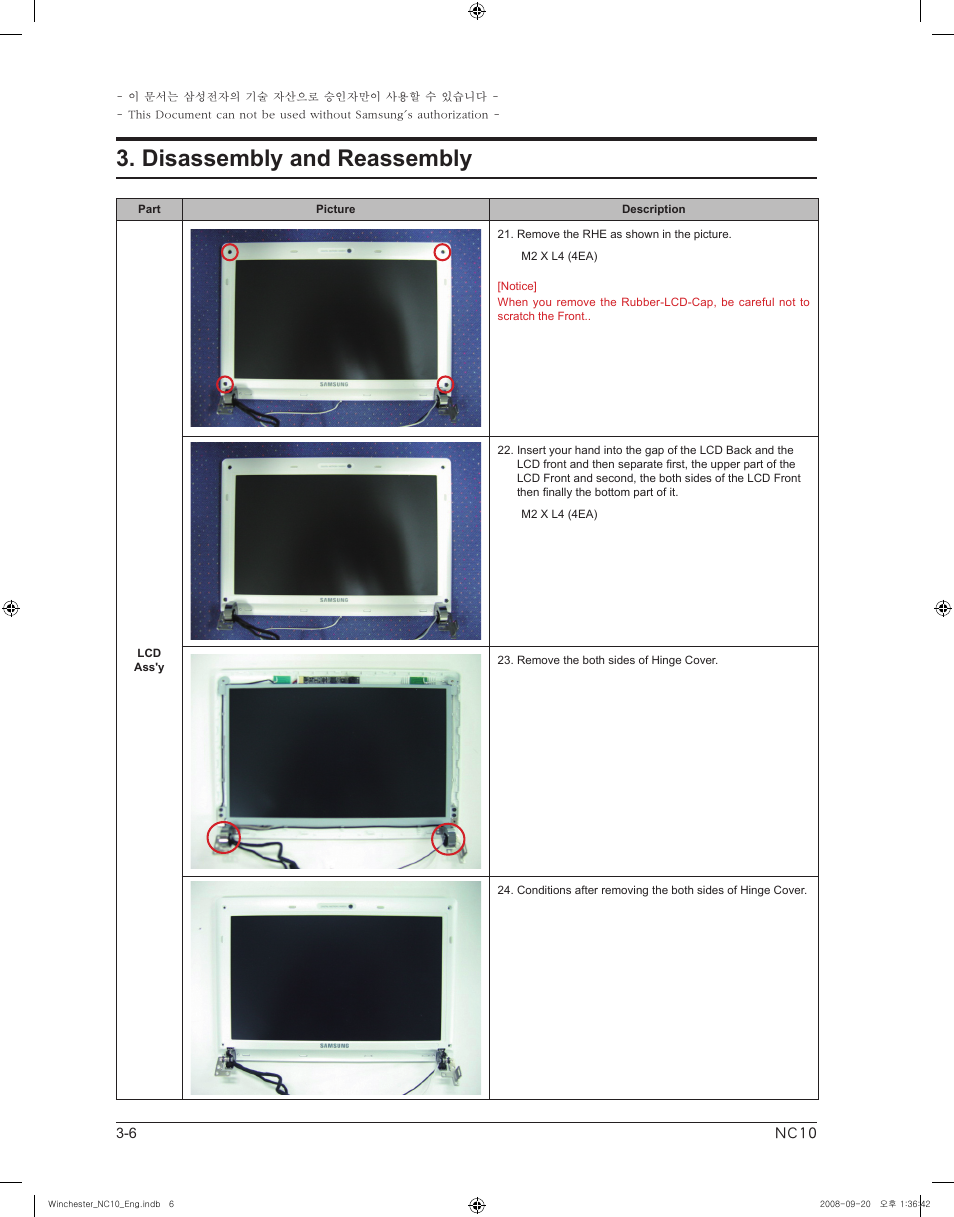 Disassembly and reassembly | Samsung NC10 User Manual | Page 6 / 12