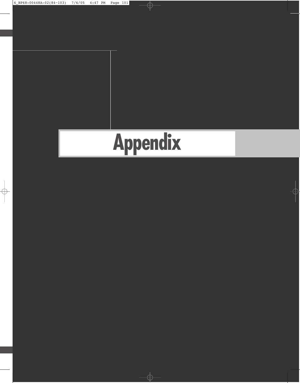 Appendix | Samsung HL-R5687W User Manual | Page 101 / 104