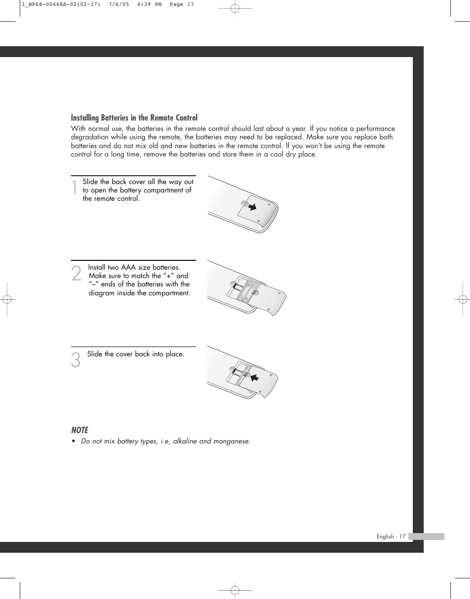 Samsung HL-R5687W User Manual | Page 17 / 104