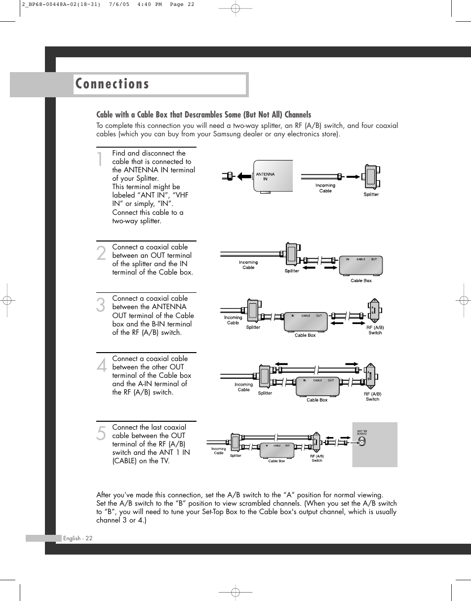 Connections | Samsung HL-R5687W User Manual | Page 22 / 104