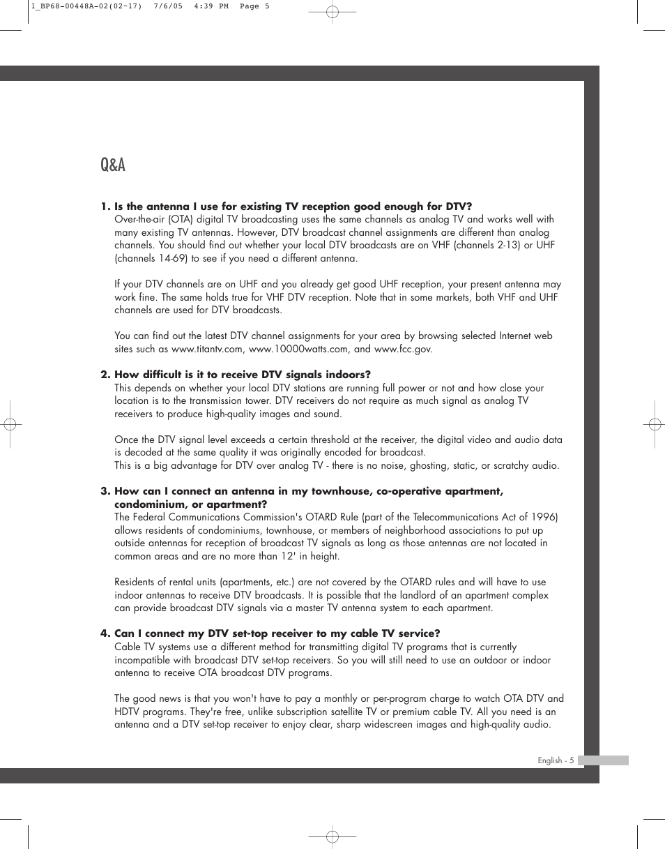 Samsung HL-R5687W User Manual | Page 5 / 104