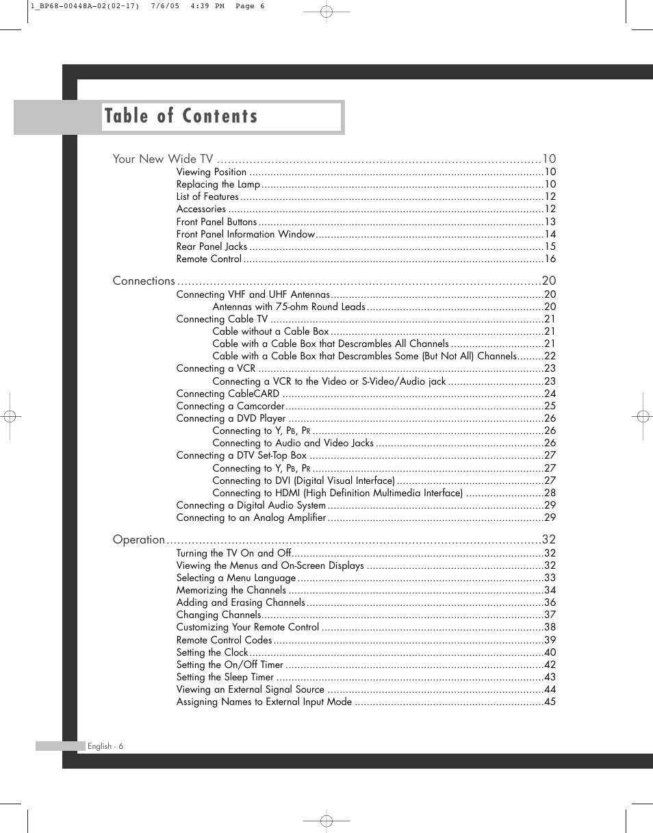 Samsung HL-R5687W User Manual | Page 6 / 104