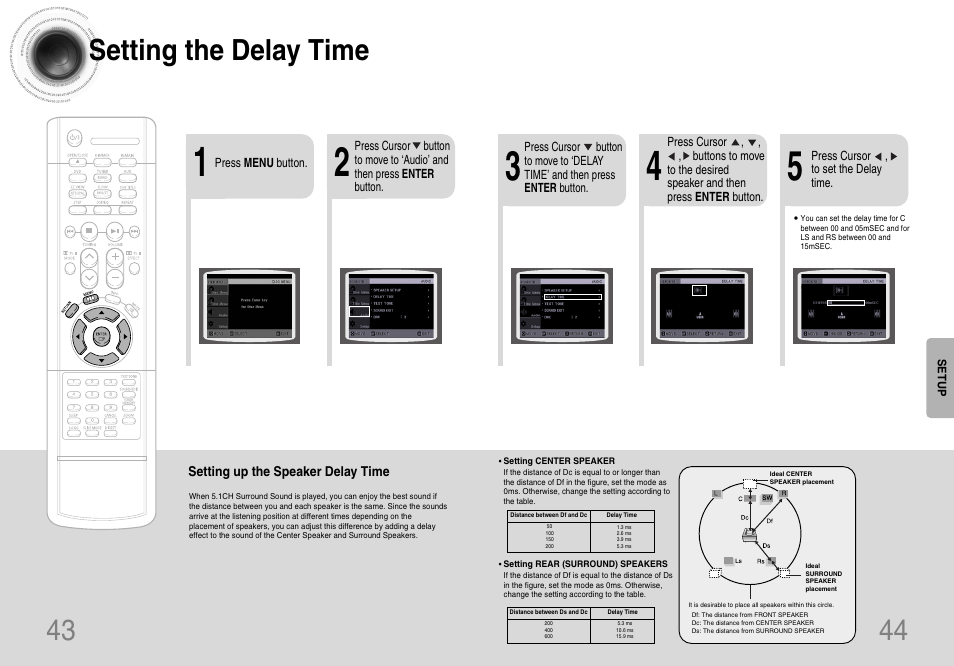 Setting the delay time 43 44 | Samsung HT-DB120 User Manual | Page 23 / 31