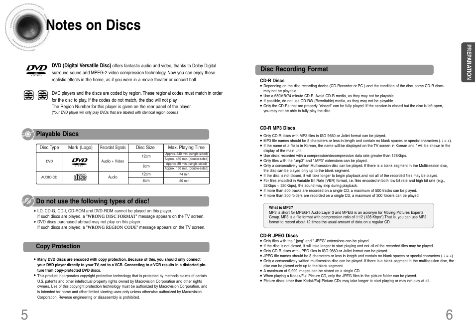 Disc recording format | Samsung HT-DB120 User Manual | Page 4 / 31