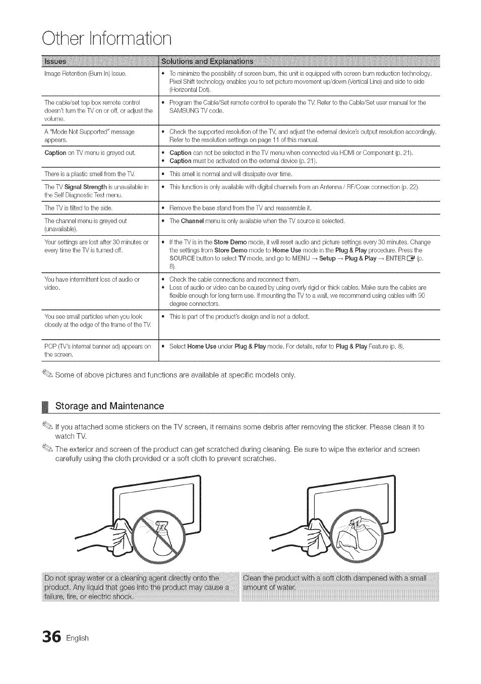 Storage and maintenance, Other information, English | Samsung 430 User Manual | Page 36 / 40